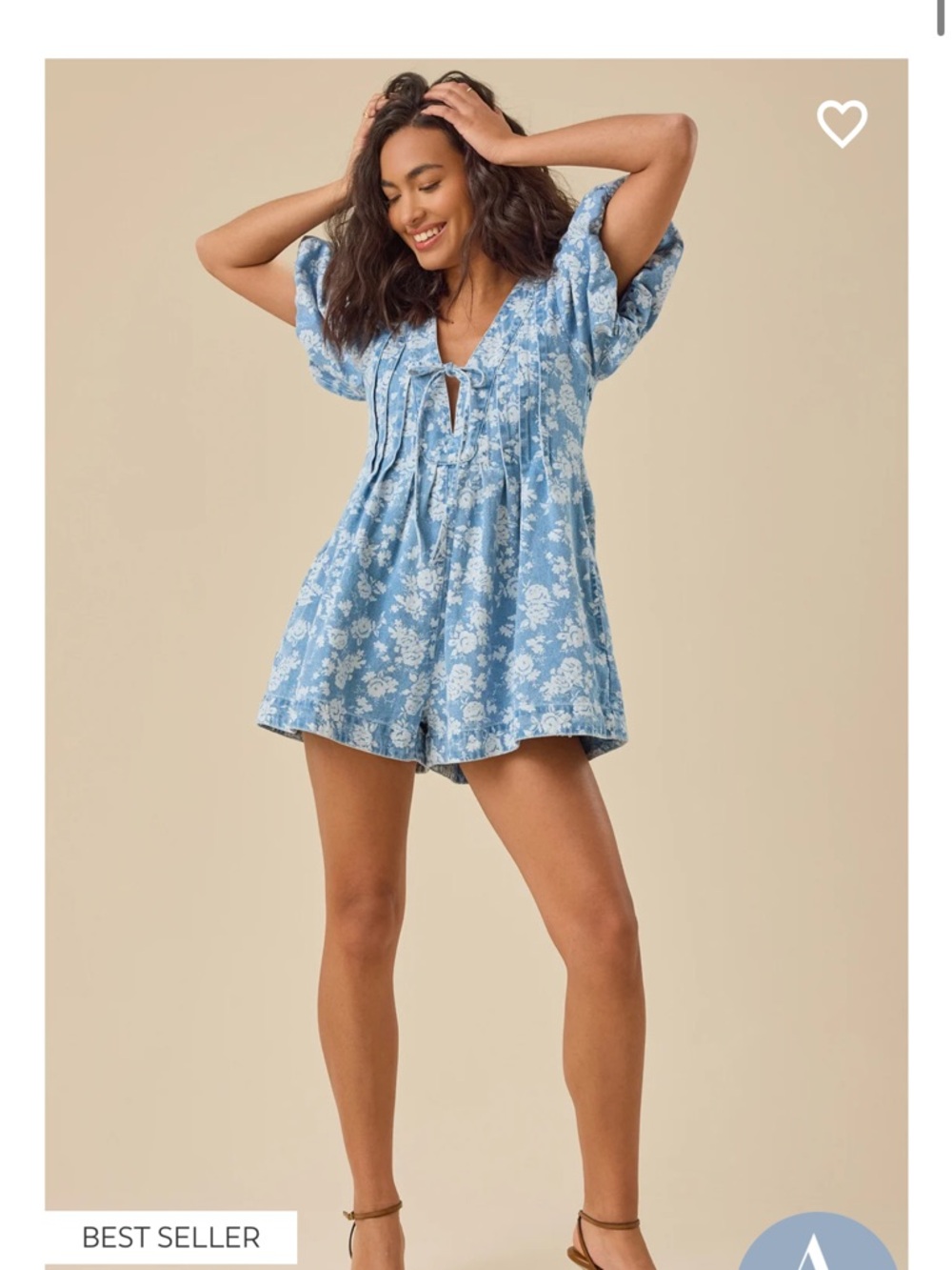 Altar'd State Blue Floral Tie-Front Romper